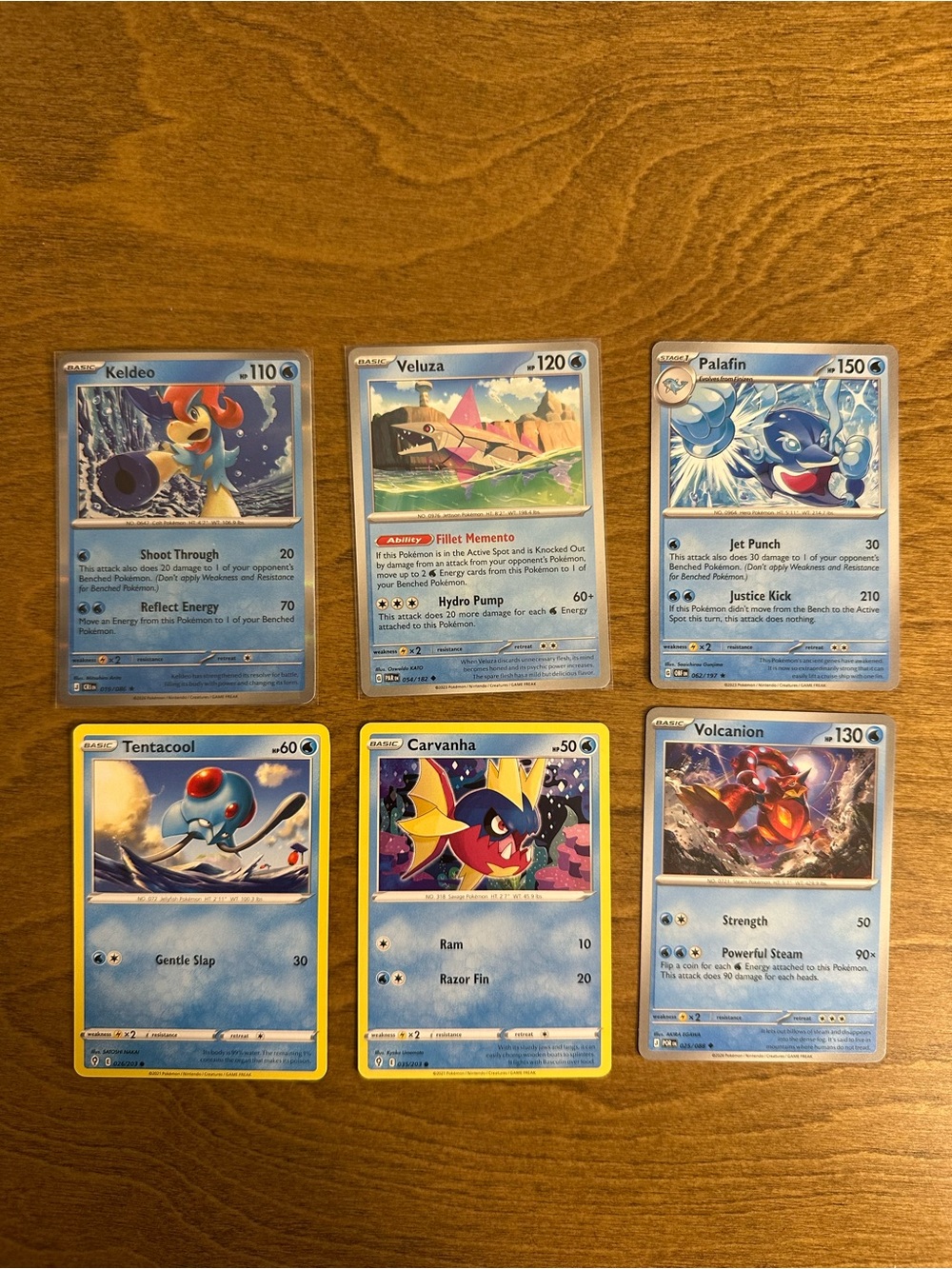 Lot of 6 Water Type Pokemon Cards